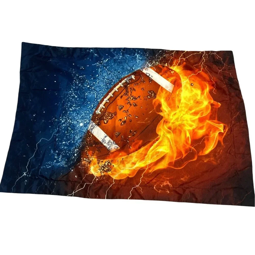 Football Fire Flame Sport NFL Twin Bed Duvet Cover Pillow Sham Bedding Kid Teen